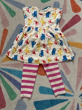 Hanna Andersson Sesame Street Dress w Leggings 2T